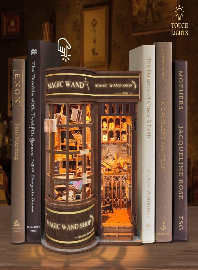كيوت روم مجموعة ركن الكتب من كيوتروم للكبار، أحجية خشبية ثلاثية الأبعاد، مجموعة بناء منزل مصغر مع إضاءة LED لتزيين رفوف الكتب - عصا سحرية - Image 4